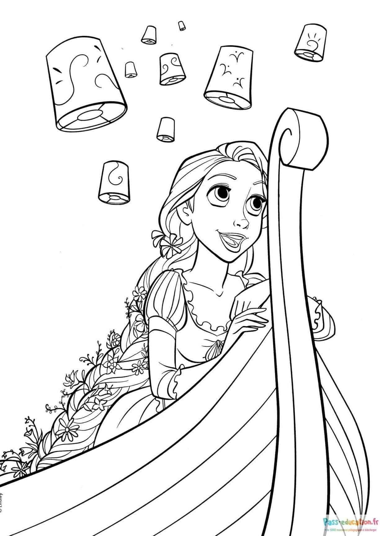 Coloriage Raiponce en attente à imprimer et colorier