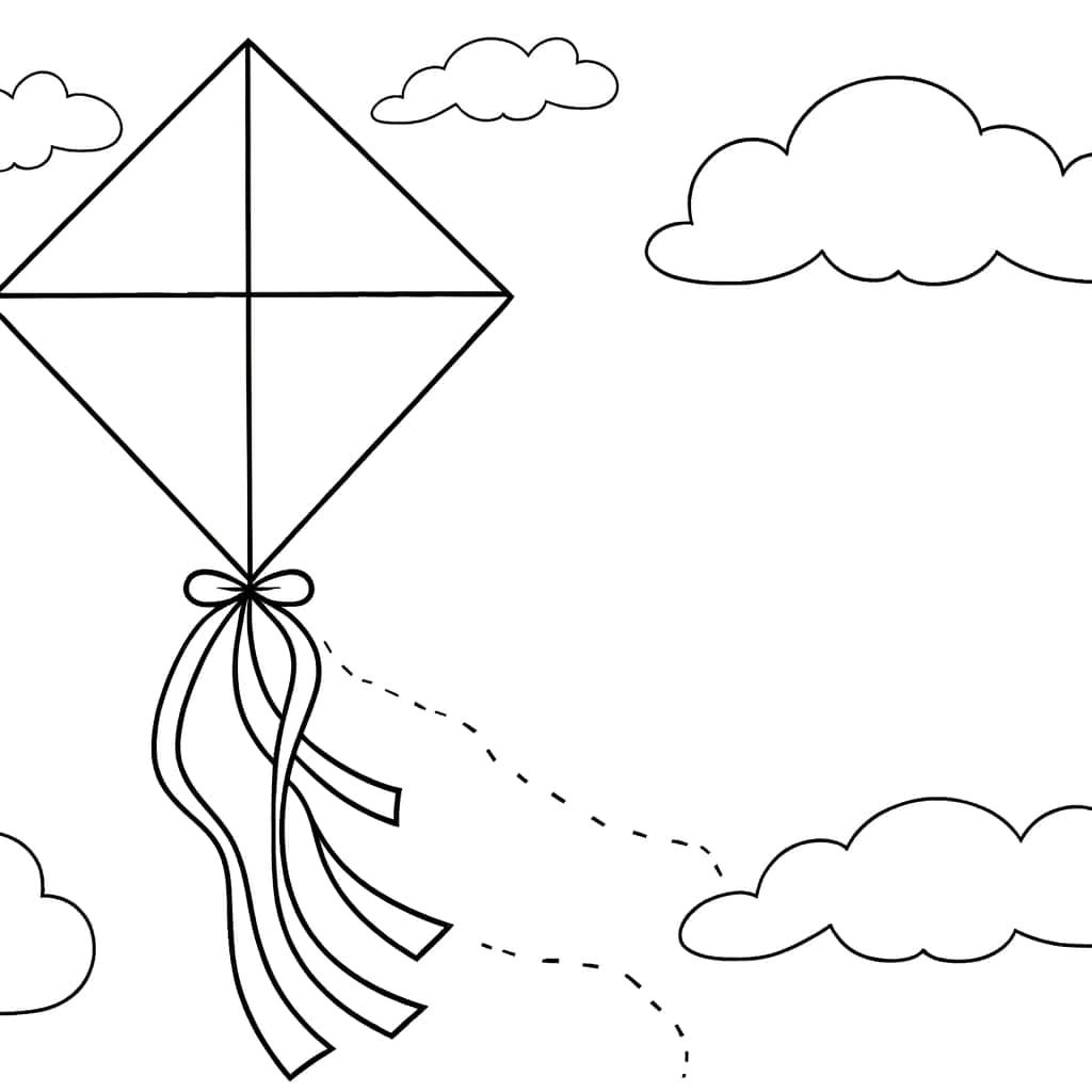 Coloriage Cerf-volant dans le ciel à imprimer et colorier