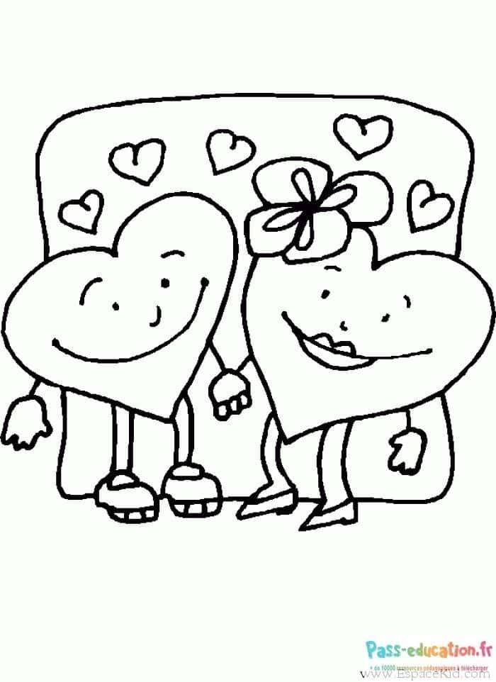 Coloriage Cœurs amoureux à imprimer et colorier