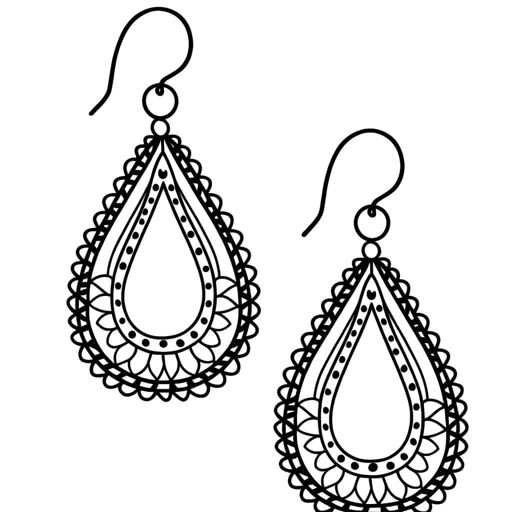 Coloriage Boucles d'oreilles pendantes à imprimer et colorier
