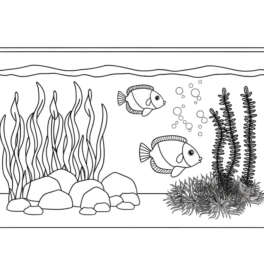 Coloriage Aquarium sous-marin à imprimer et colorier