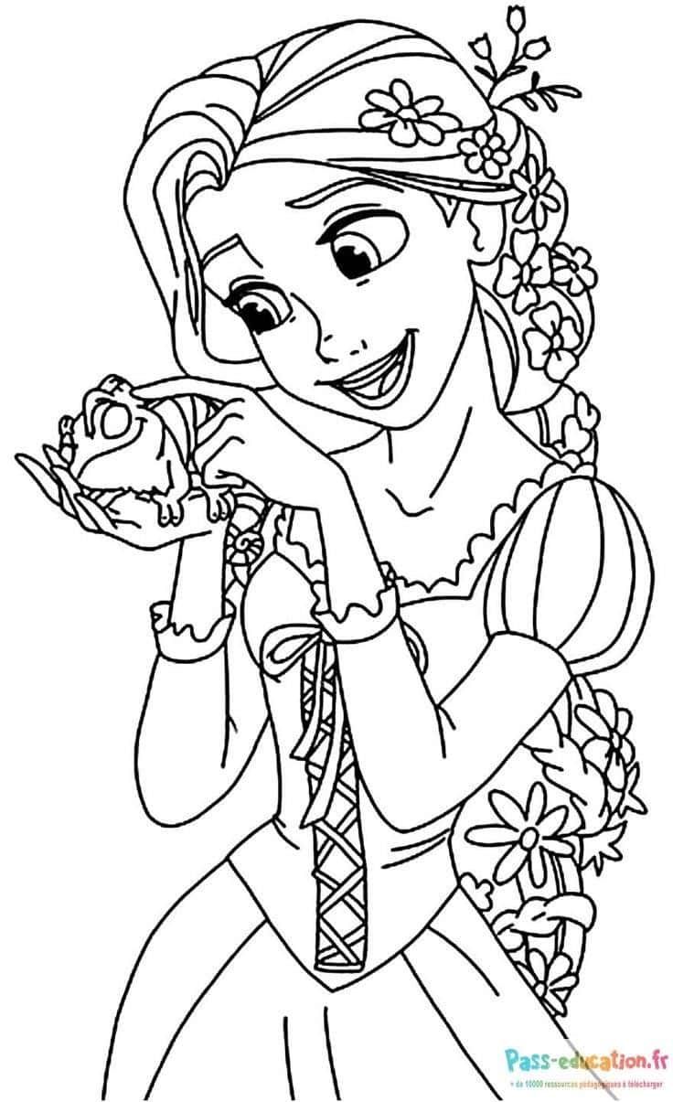 Coloriage Princesse et grenouille à imprimer et colorier