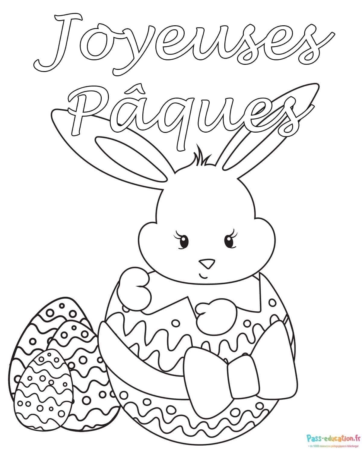Coloriage Joyeuses Pâques à imprimer et colorier