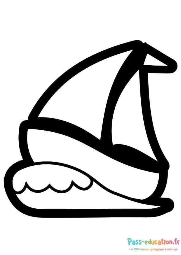 Coloriage Voilier stylisé à imprimer et colorier