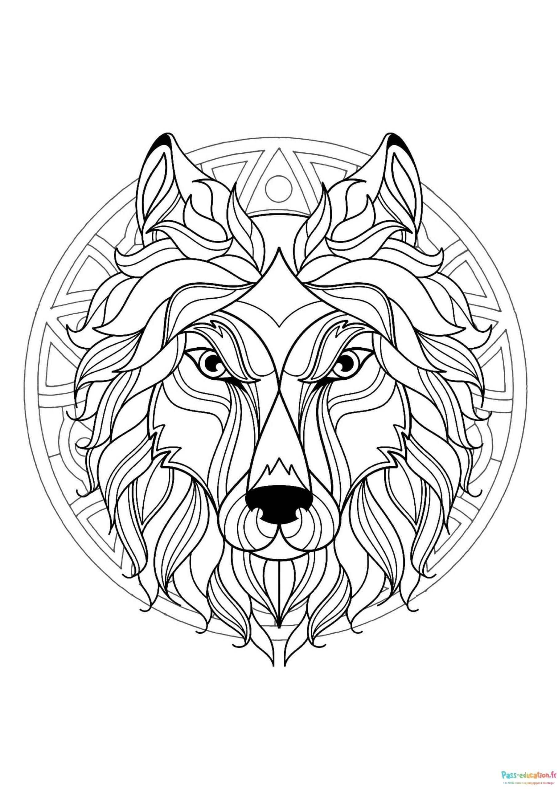 Coloriage Loup celtique à imprimer et colorier