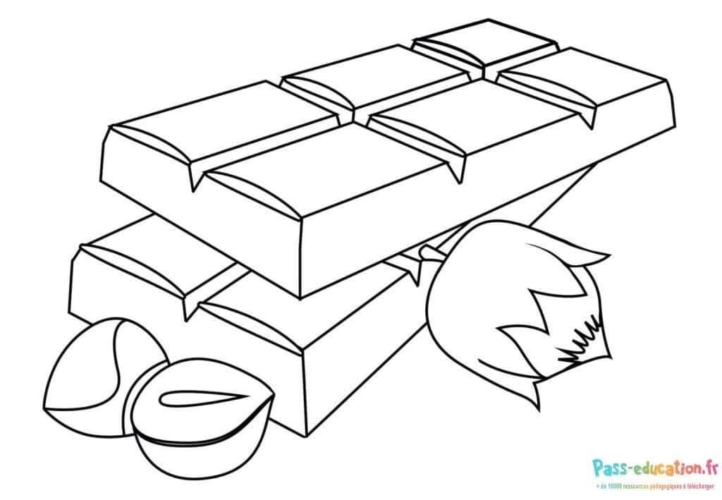 Coloriage Chocolat et noisettes à imprimer et colorier