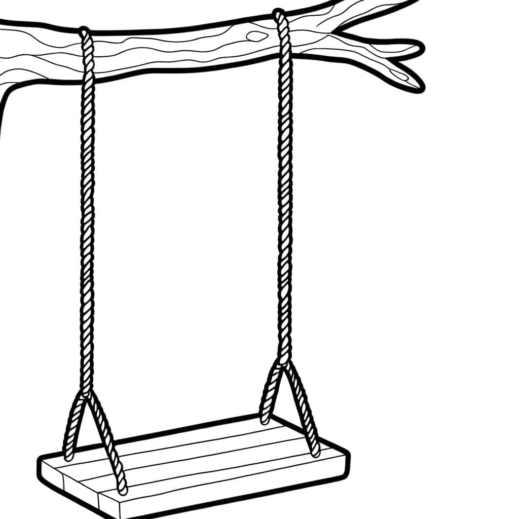 Coloriage Balançoire en bois à imprimer et colorier
