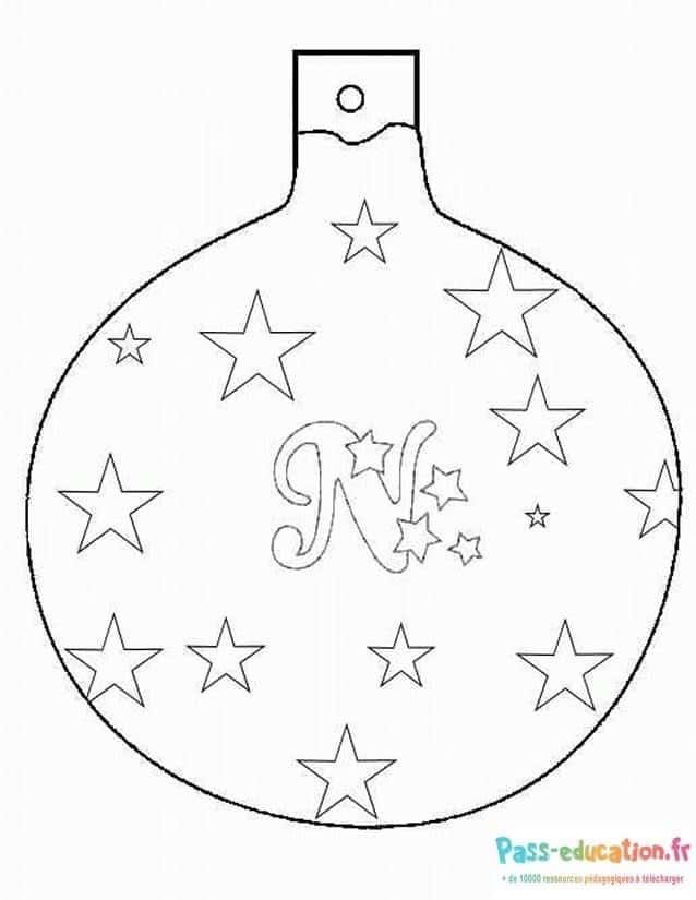 Coloriage Boule de Noël étoilée à imprimer et colorier
