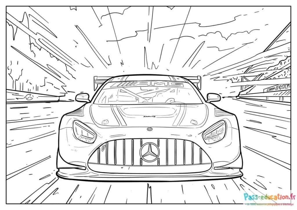 Coloriage Voiture de course à imprimer et colorier