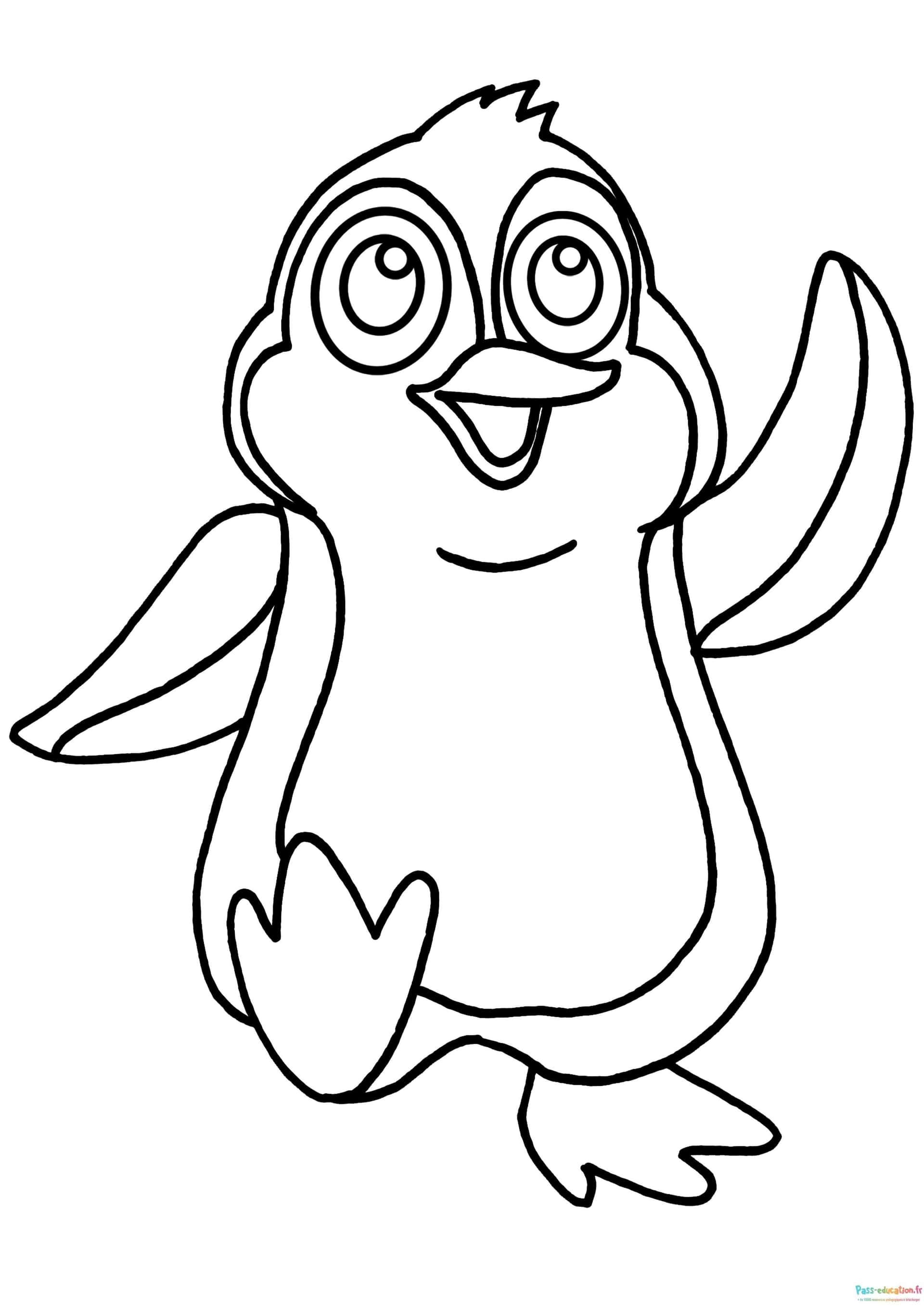 Coloriage Pingouin joyeux à imprimer et colorier