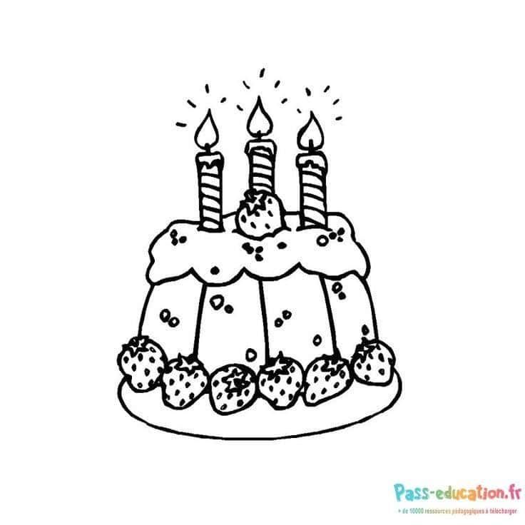 Coloriage Gâteau d'anniversaire à imprimer et colorier