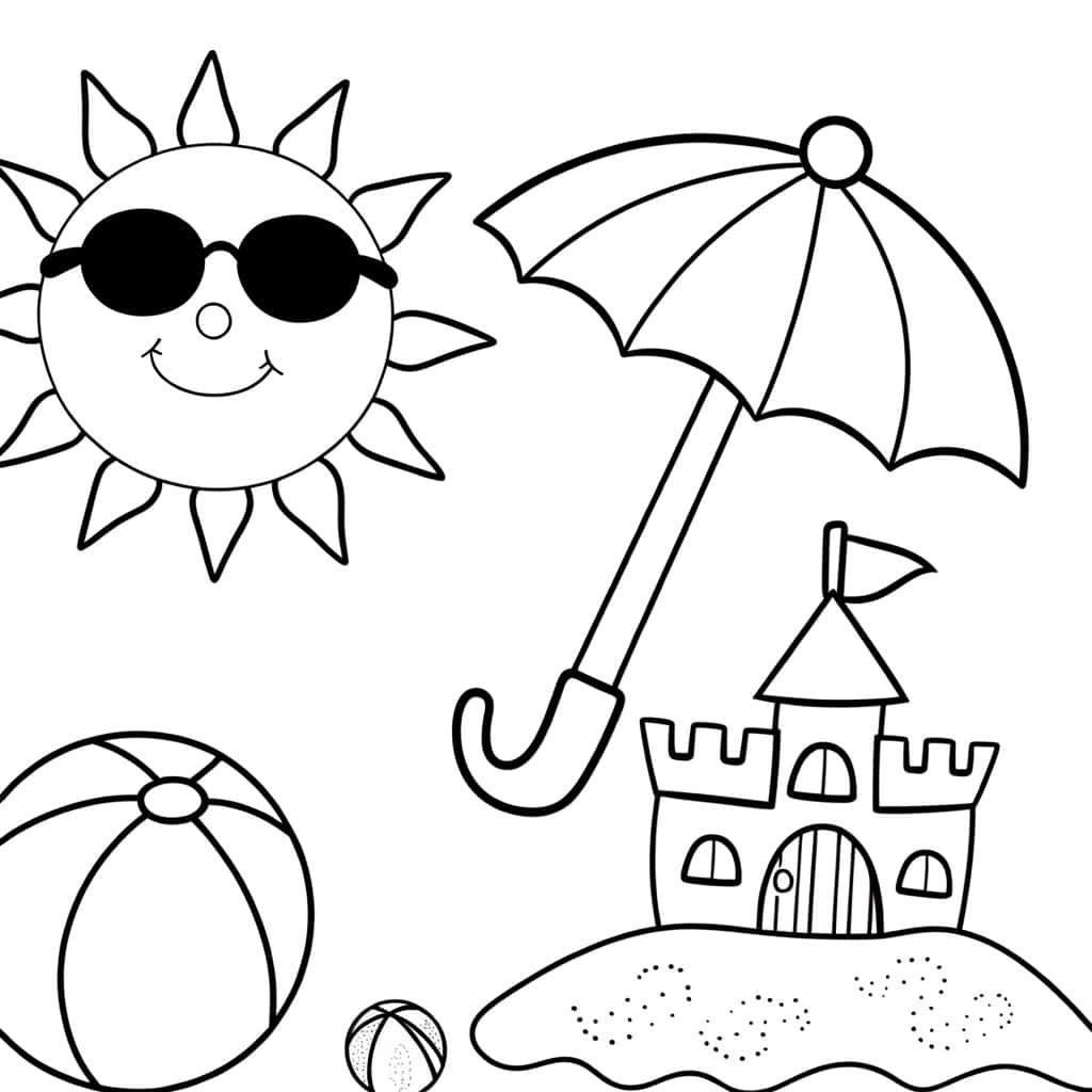 Coloriage Vacances à la plage à imprimer et colorier
