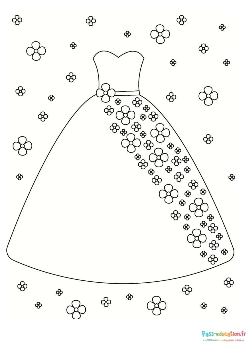 Coloriage Robe de mariée à imprimer et colorier
