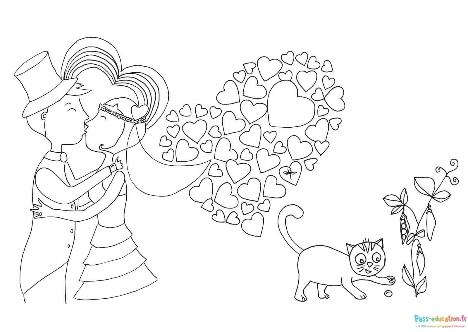 Coloriage Amour et mariage à imprimer et colorier