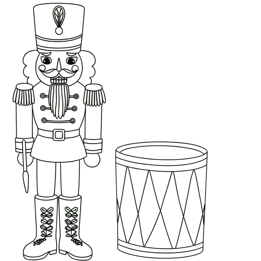 Coloriage Casse-Noisette et tambour à imprimer et colorier