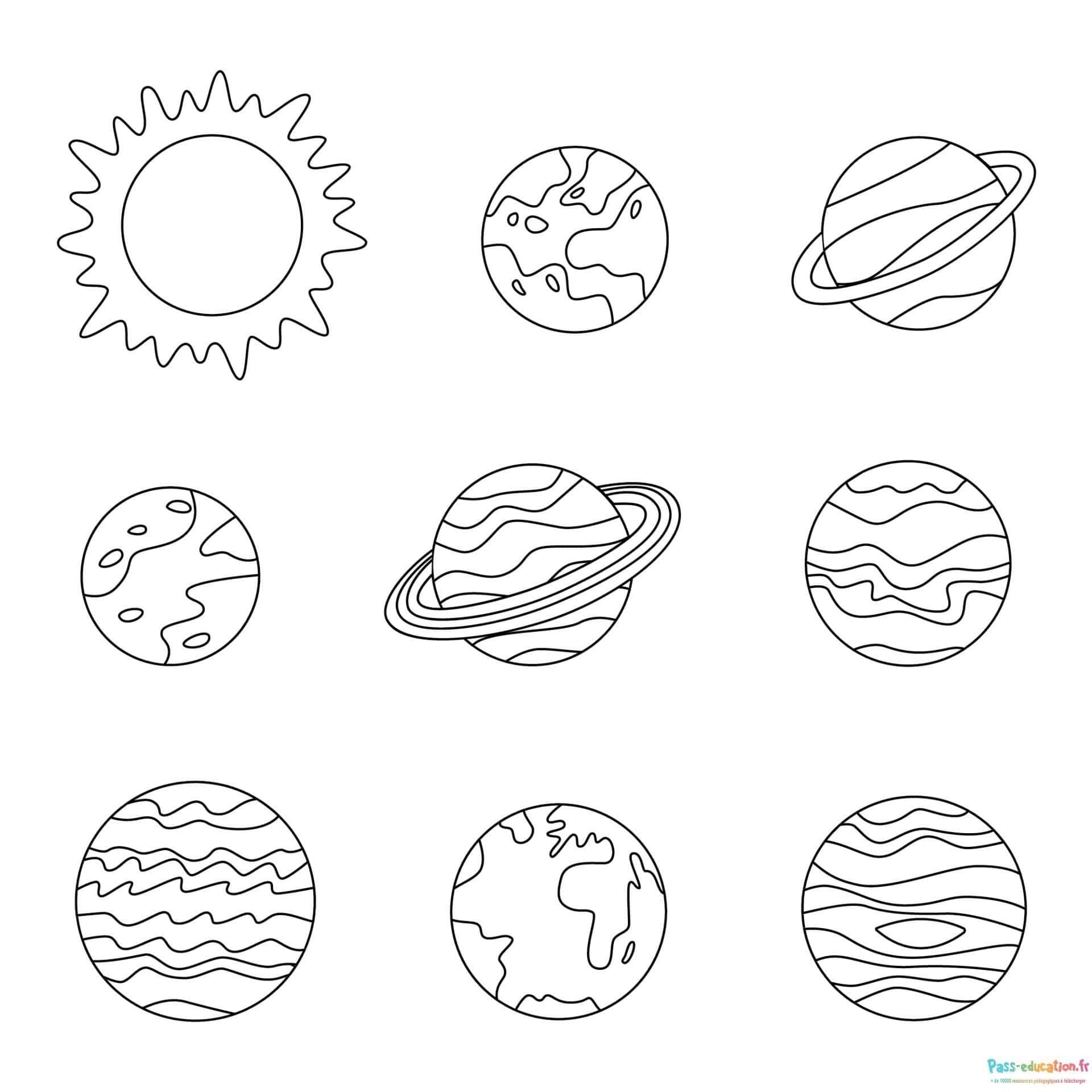 Coloriage Système solaire à imprimer et colorier
