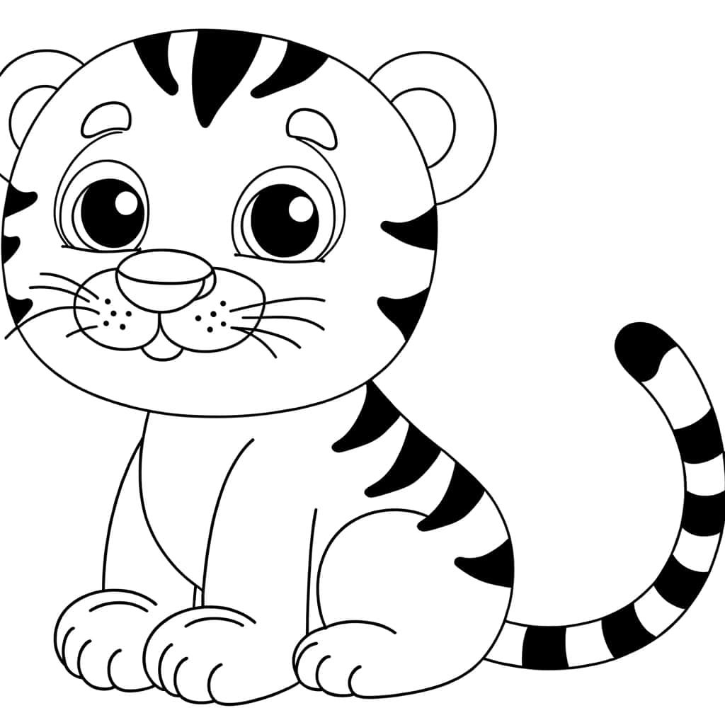 Coloriage Bébé Tigre à imprimer et colorier