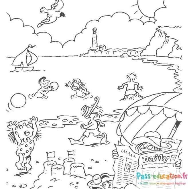 Coloriage Plage animée à imprimer et colorier