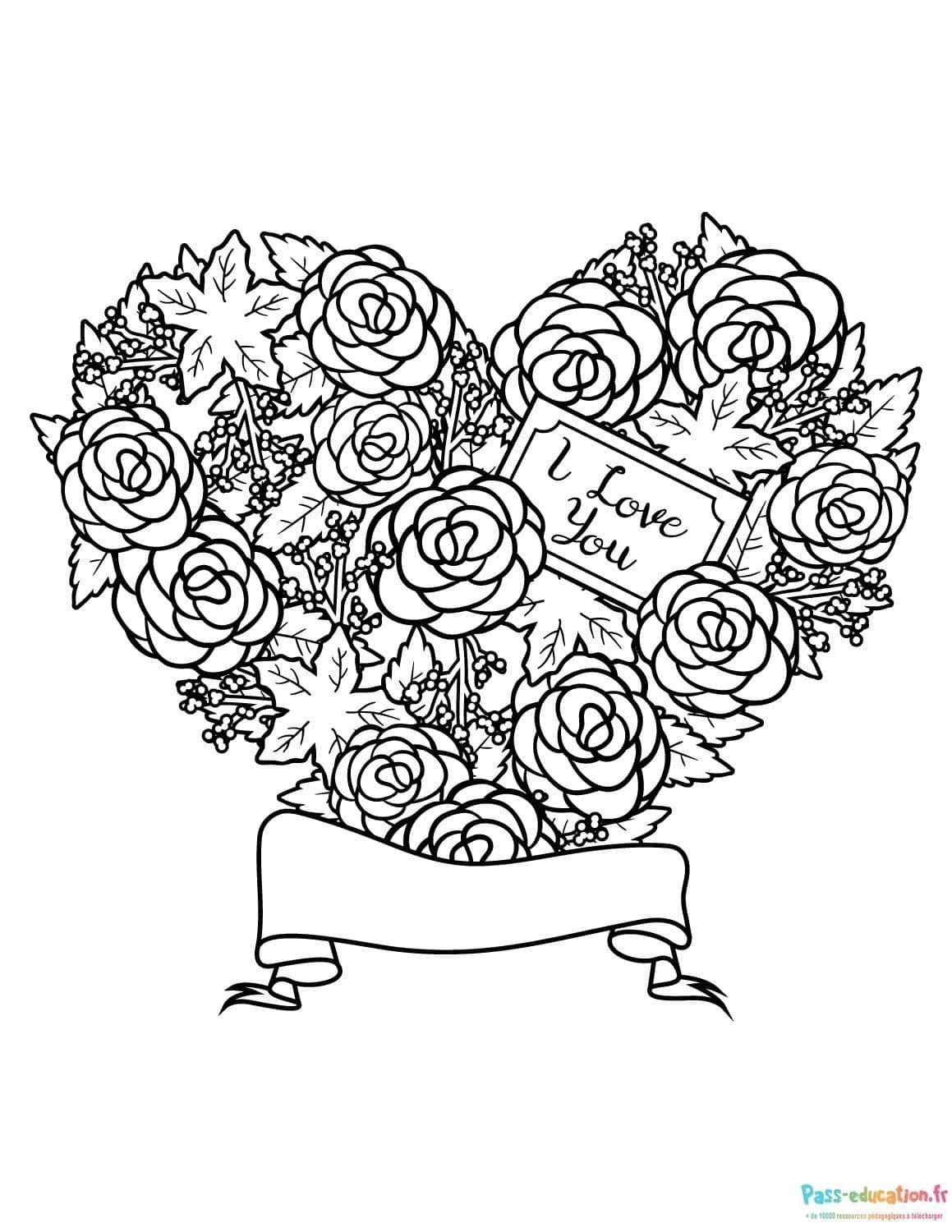 Coloriage Amour floral à imprimer et colorier