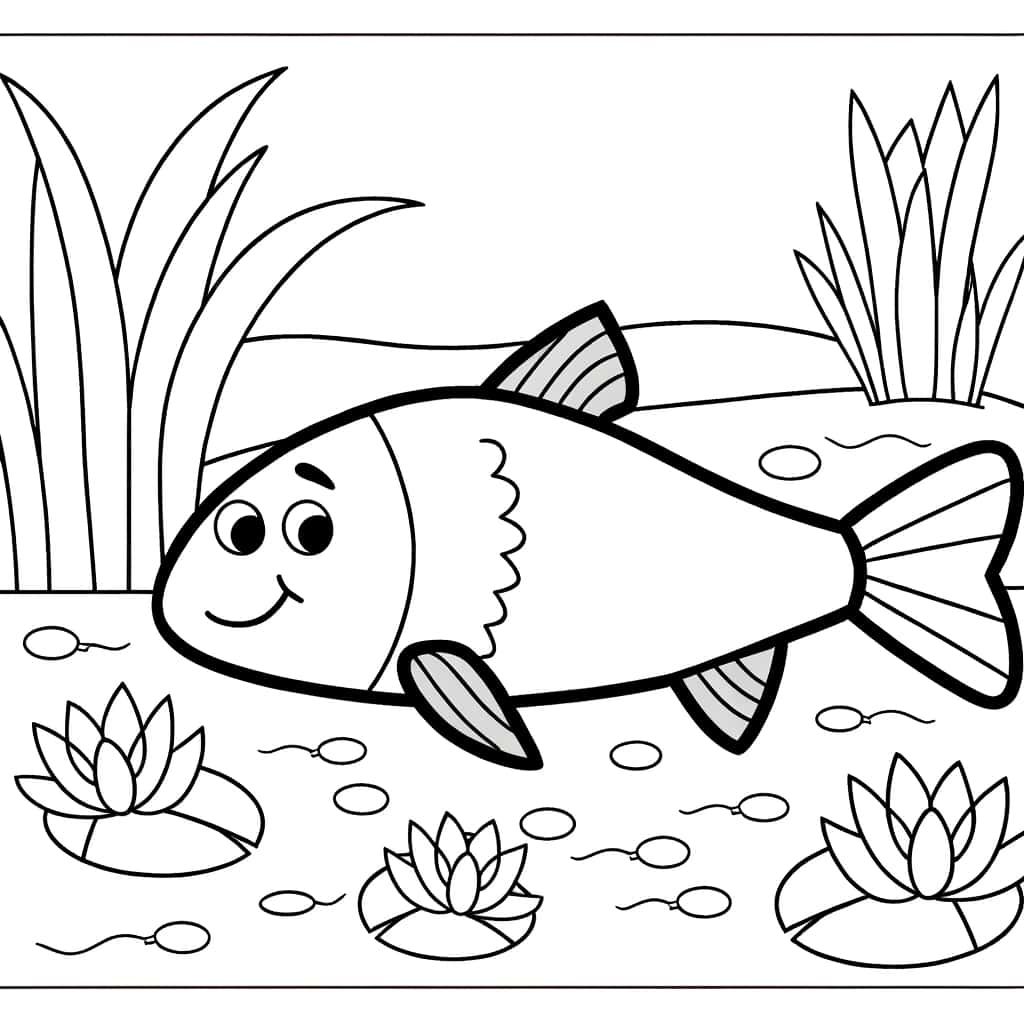 Coloriage Poisson dans l'eau à imprimer et colorier