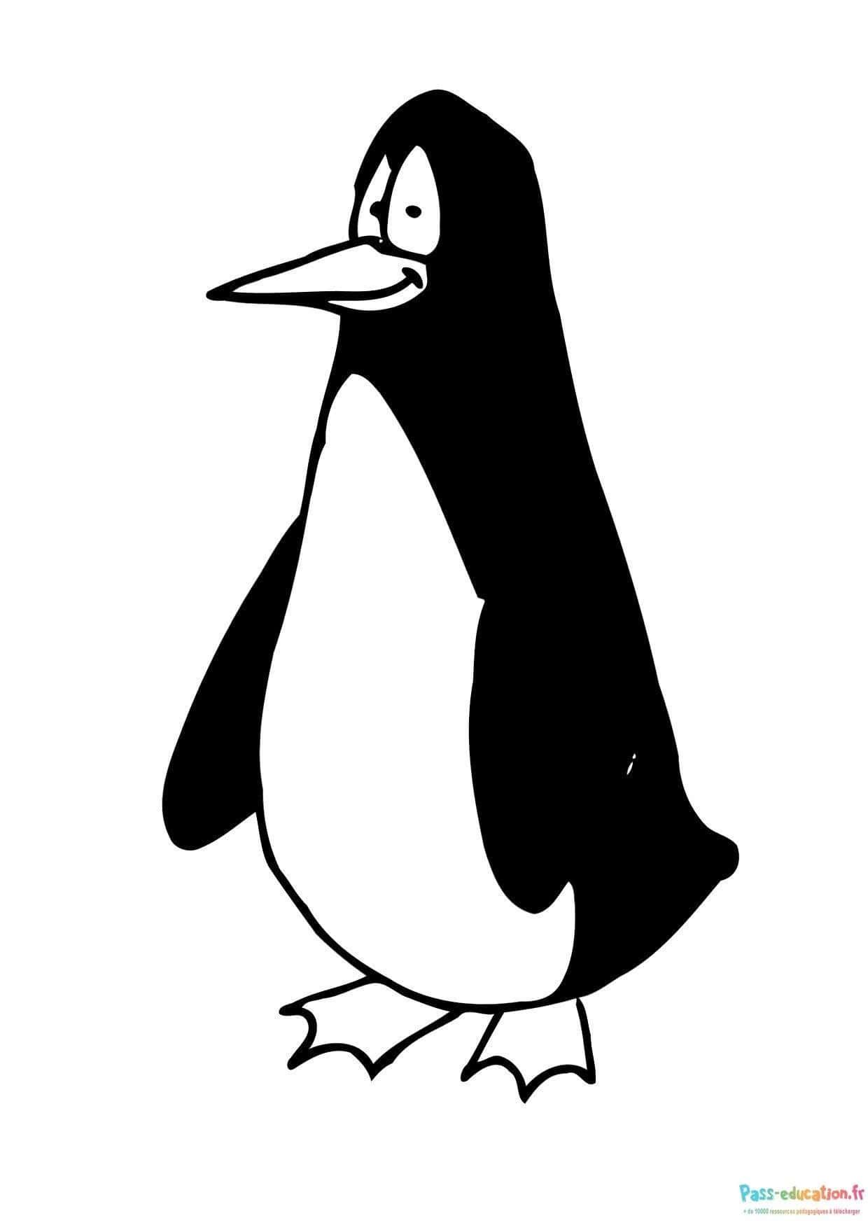 Coloriage Pingouin joyeux à imprimer et colorier