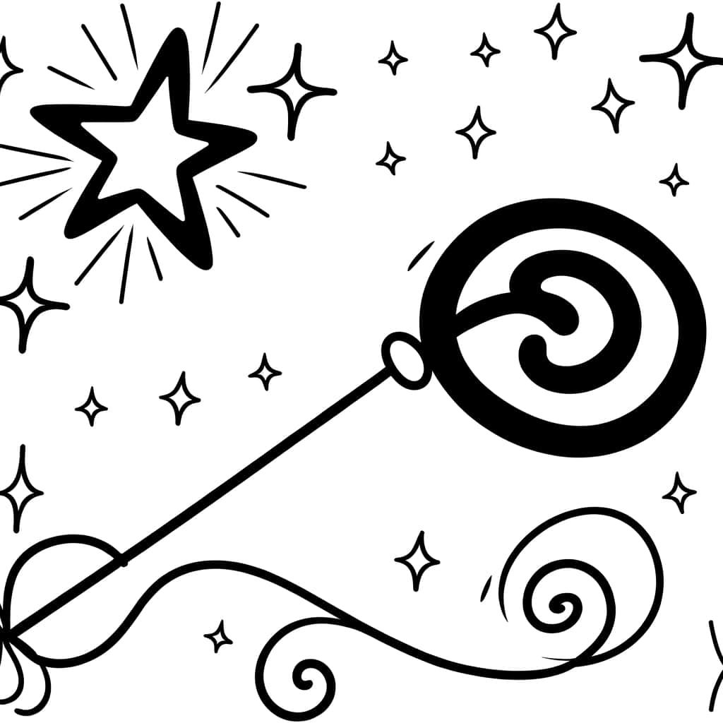 Coloriage Baguette magique étoilée à imprimer et colorier