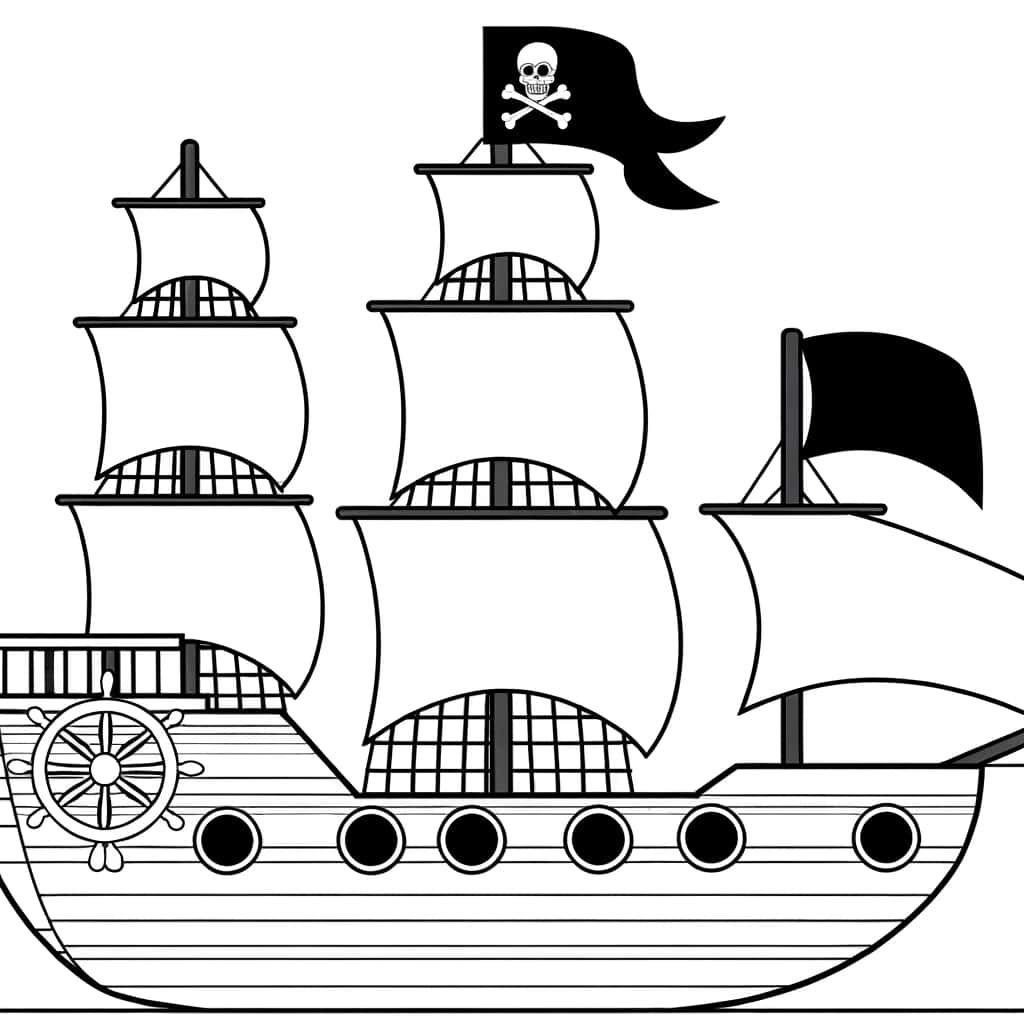 Coloriage Bateau pirate à imprimer et colorier