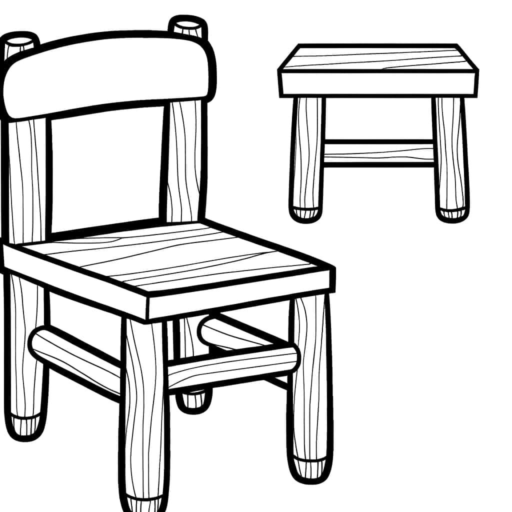 Coloriage Chaise et table à imprimer et colorier