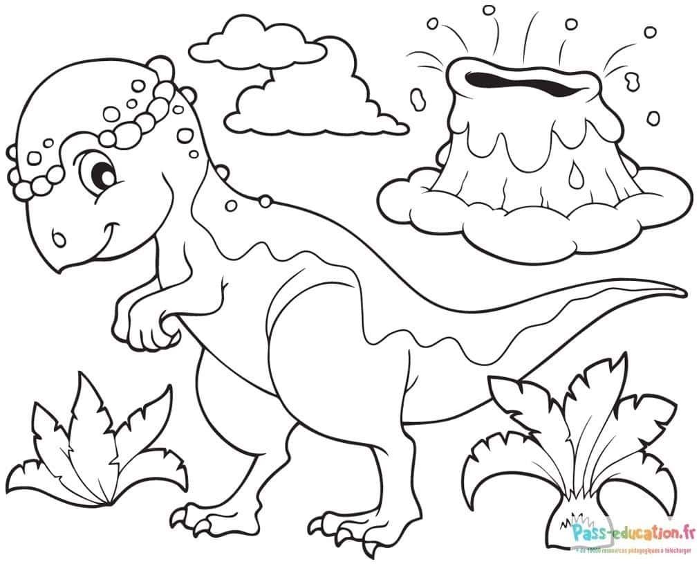 Coloriage Dinosaure joyeux à imprimer et colorier