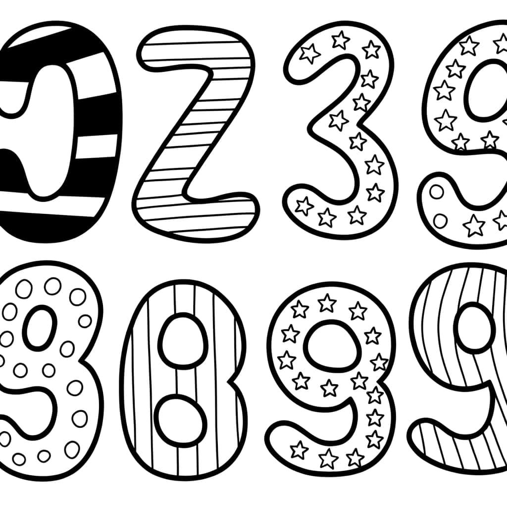 Coloriage Numéros décorés à imprimer et colorier