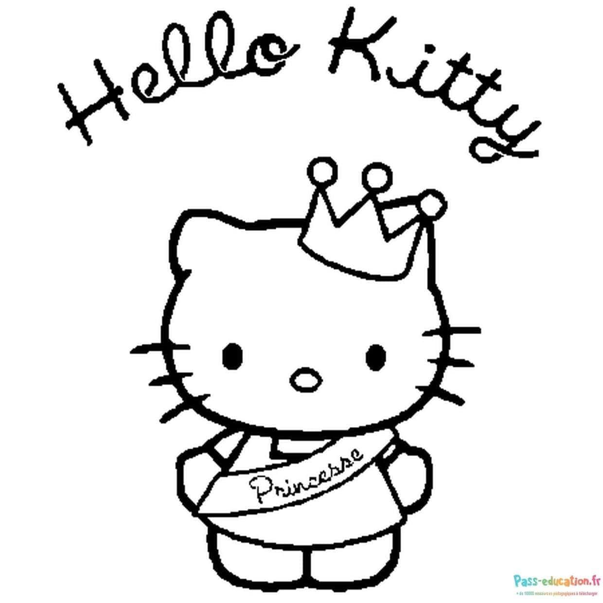 Coloriage Princesse Hello Kitty à imprimer et colorier