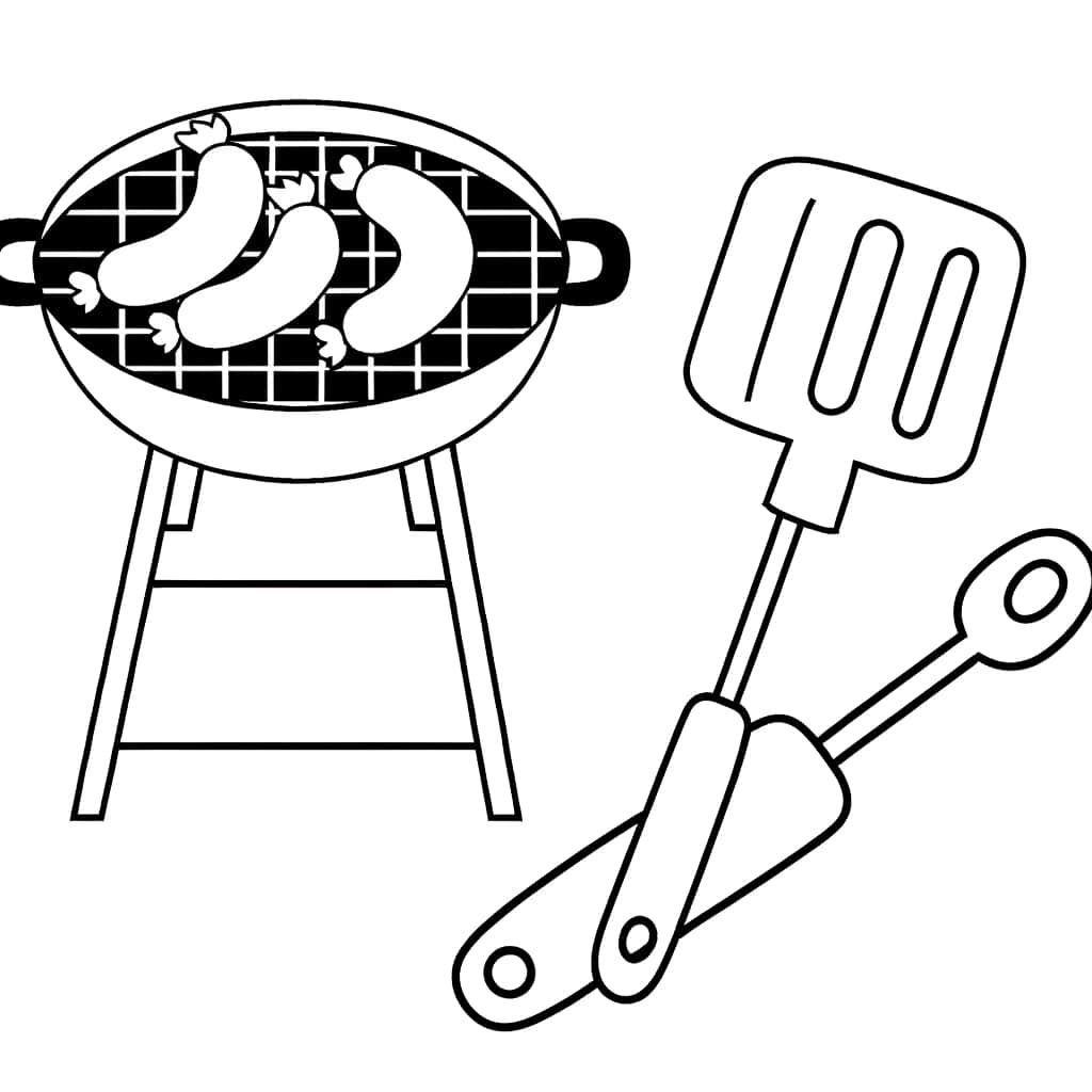 Coloriage Barbecue et accessoires à imprimer et colorier