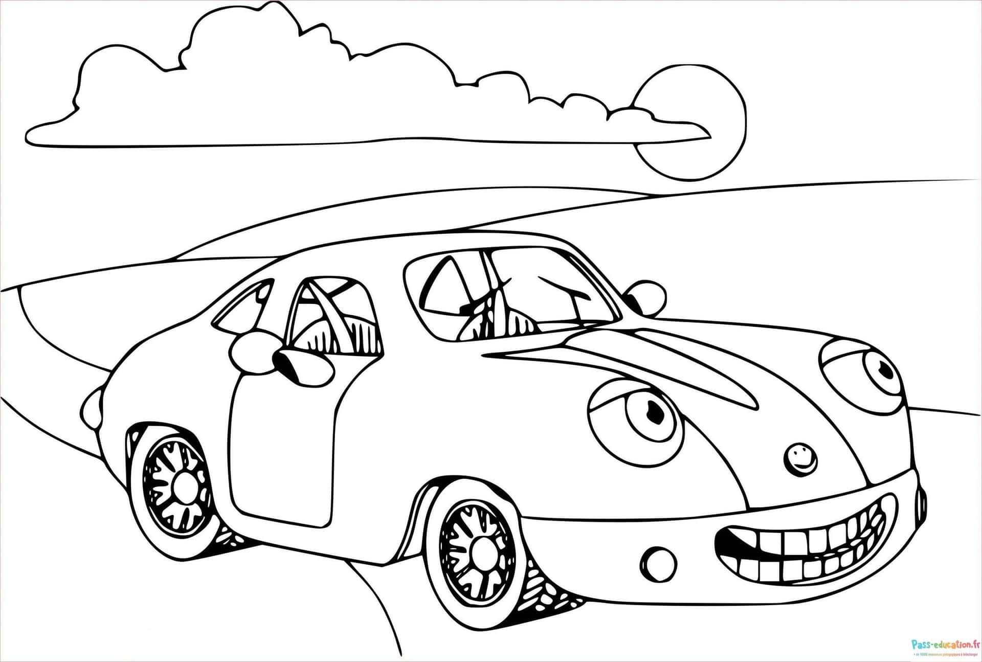 Coloriage Voiture souriante à imprimer et colorier