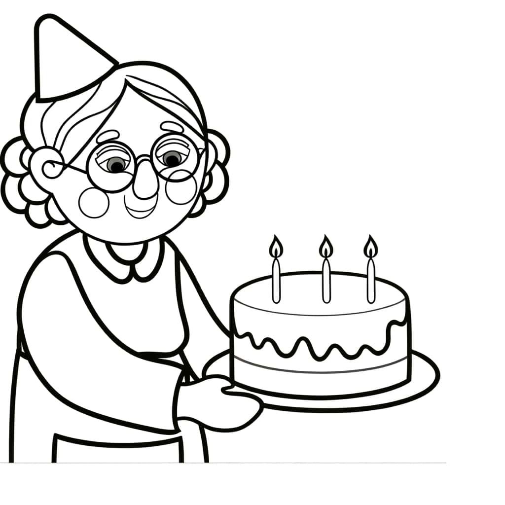Coloriage Anniversaire Mamie à imprimer et colorier