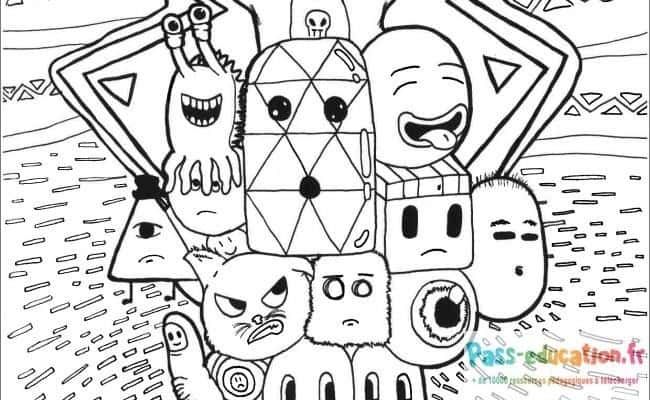 Coloriage Monstres kawaii à imprimer et colorier