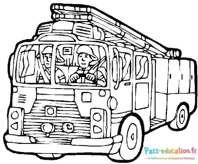 Coloriage Camion de pompier à imprimer et colorier