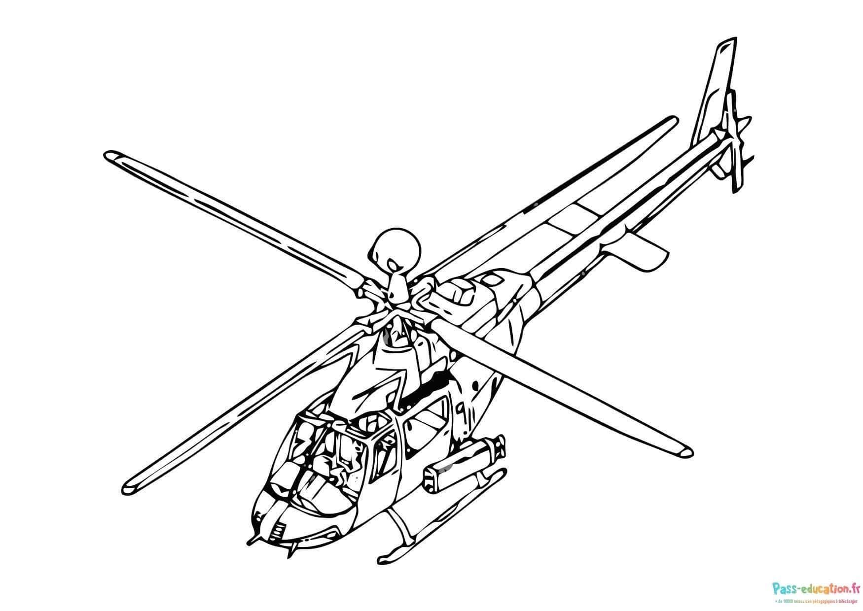 Coloriage Hélicoptère de secours à imprimer et colorier
