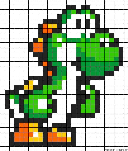 Coloriage Yoshi pixelisé à imprimer et colorier