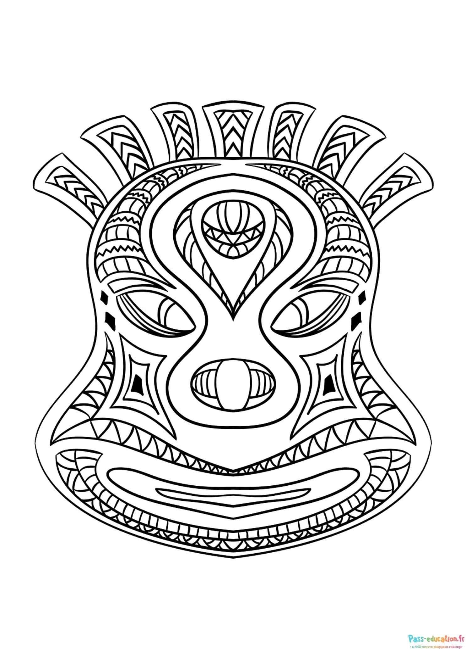 Coloriage Masque africain à imprimer et colorier