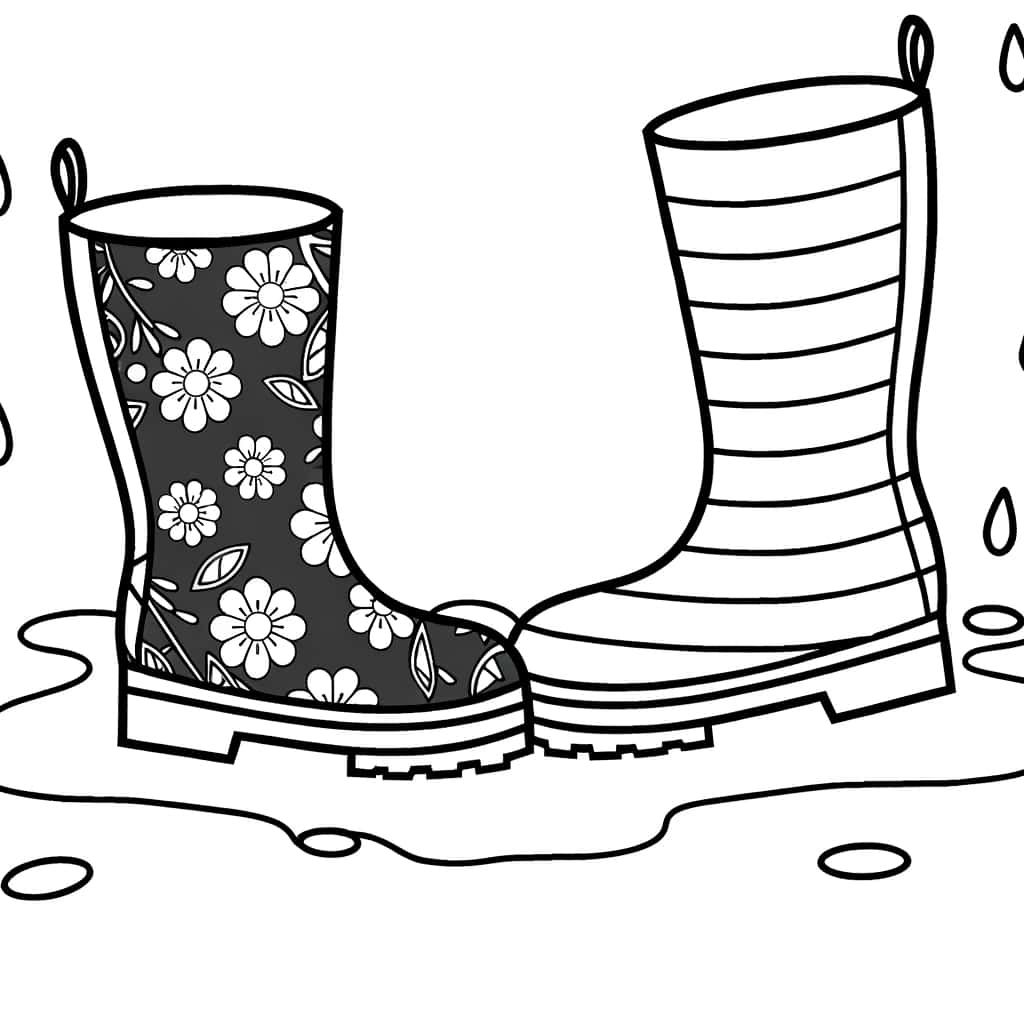 Coloriage Bottes de pluie à imprimer et colorier