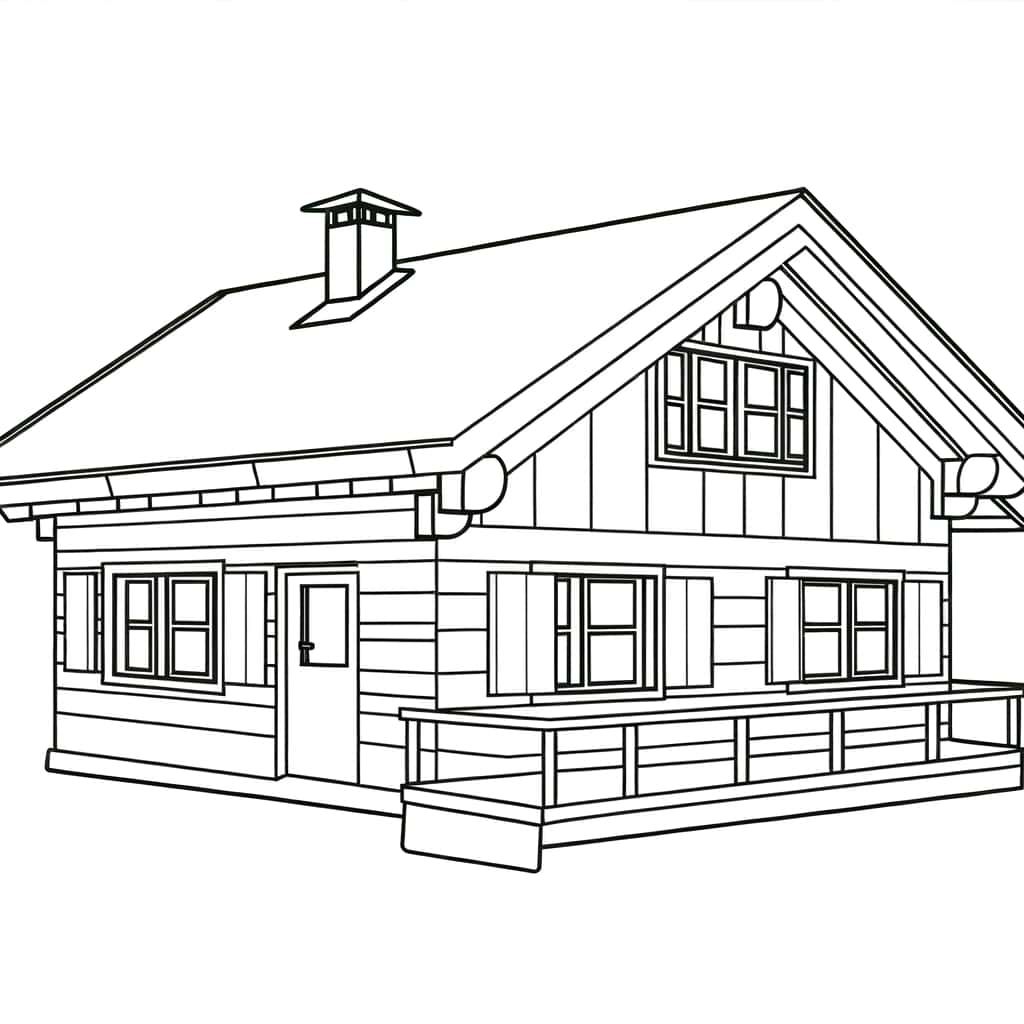 Coloriage Chalet en bois à imprimer et colorier