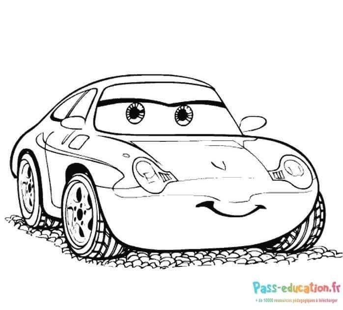 Coloriage Voiture souriante à imprimer et colorier