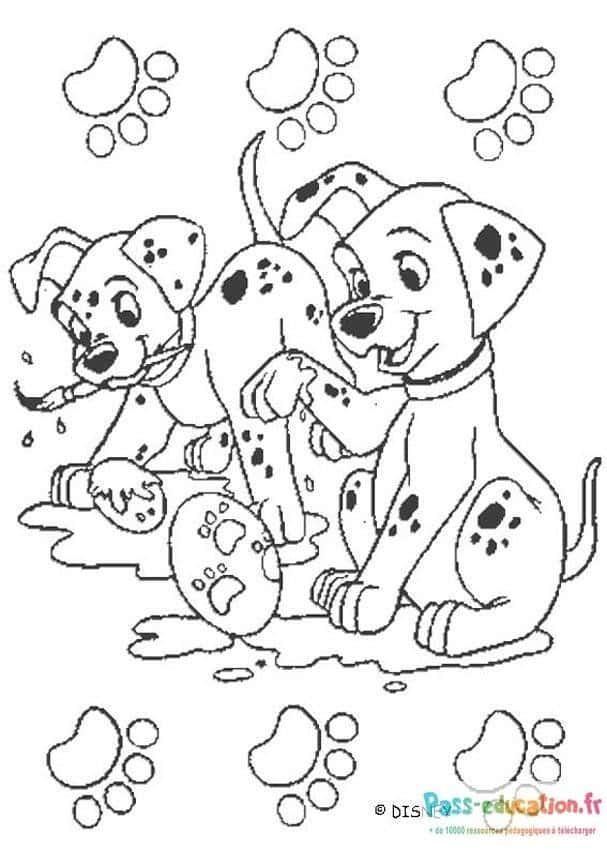 Coloriage Chiots Dalmatiens à imprimer et colorier