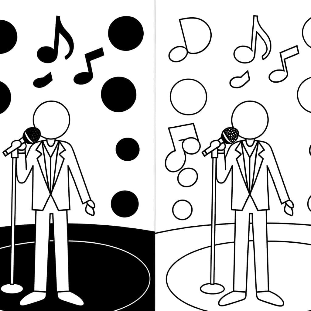 Coloriage Chanteur sur scène à imprimer et colorier
