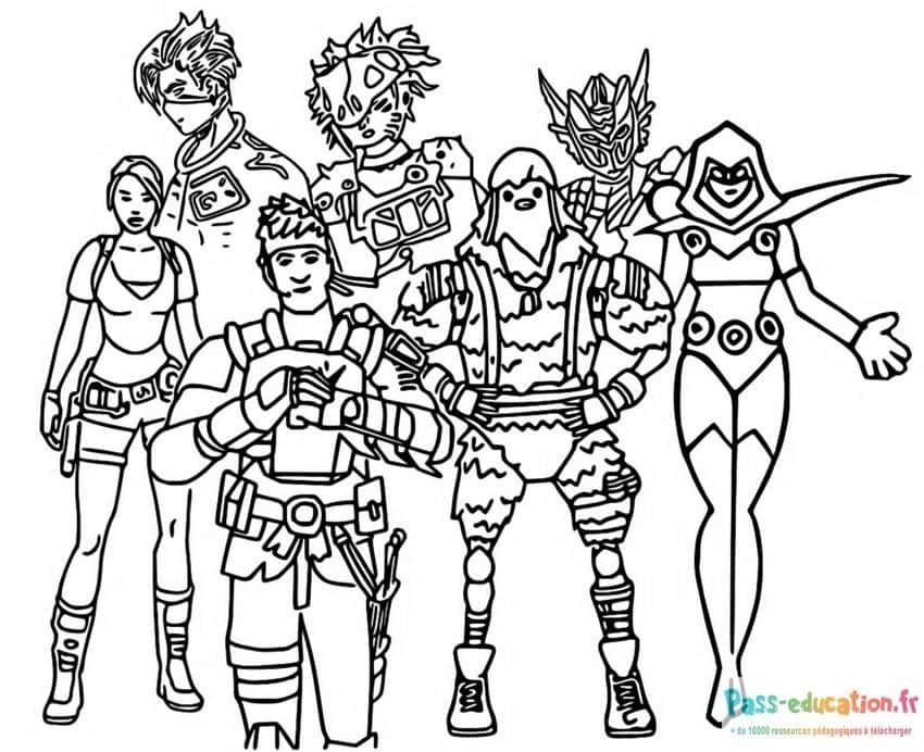 Coloriage Fortnite en action à imprimer et colorier