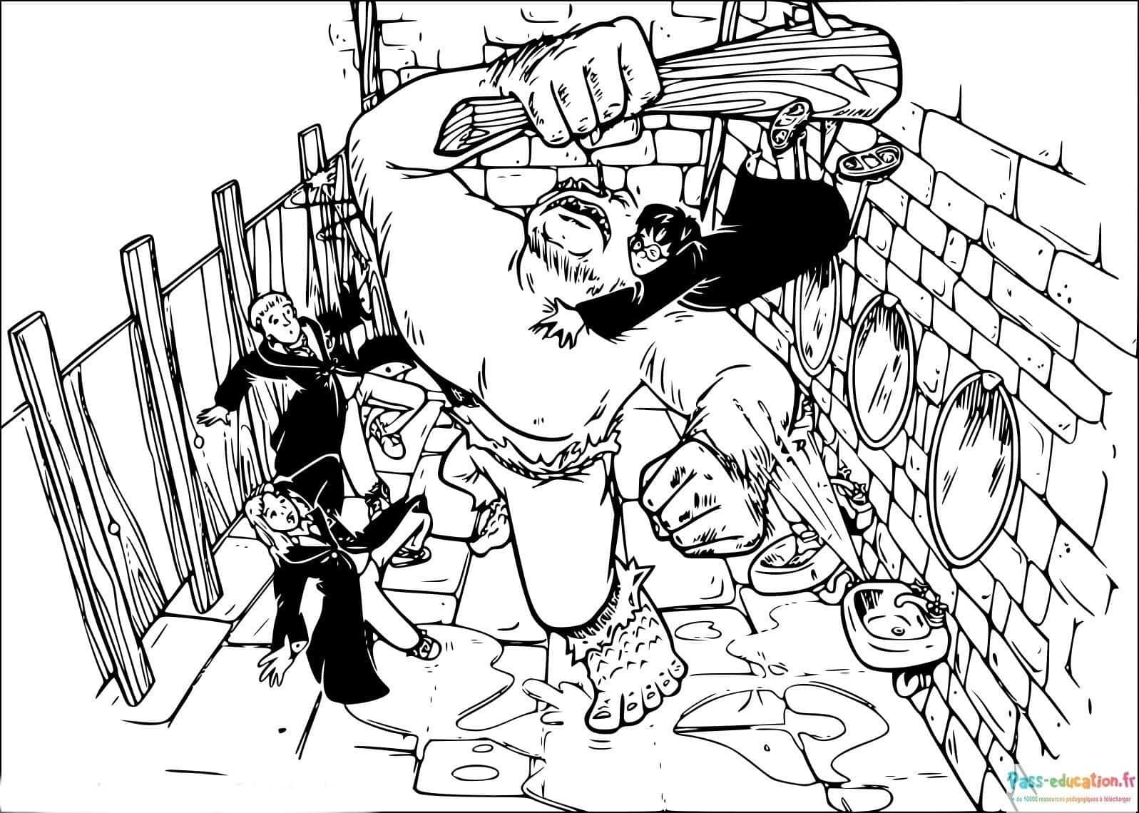 Coloriage Troll en action à imprimer et colorier