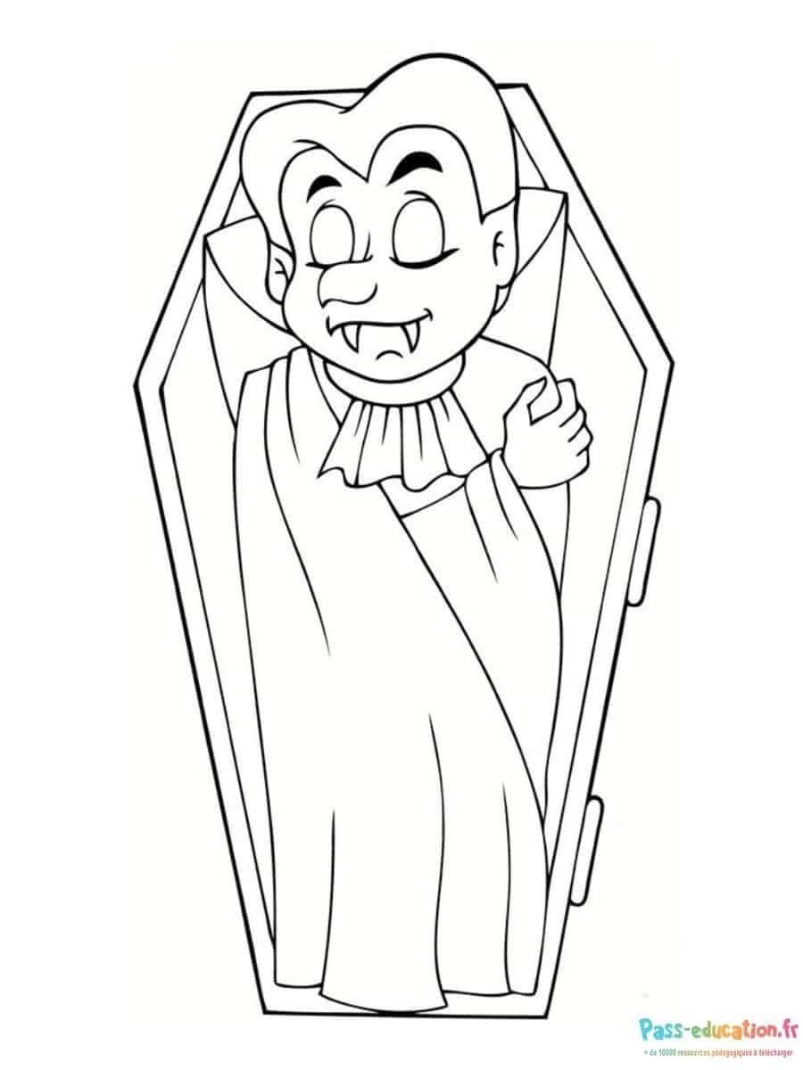 Coloriage Vampire dans cercueil à imprimer et colorier