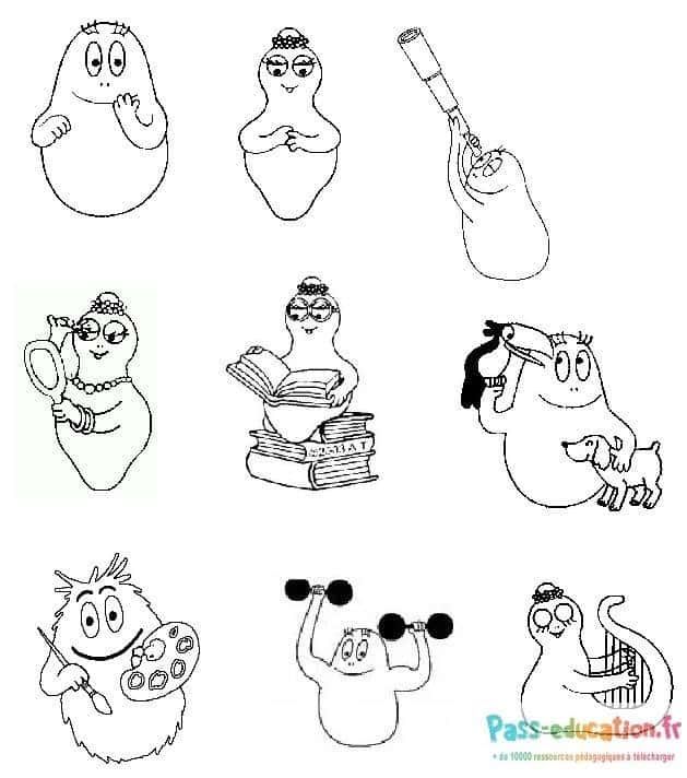 Coloriage Barbapapa musiciens à imprimer et colorier