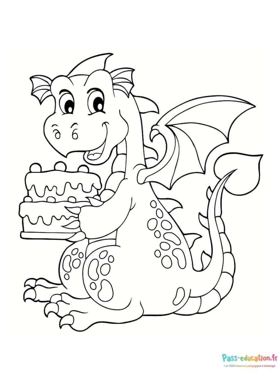 Coloriage Dragon gourmand à imprimer et colorier