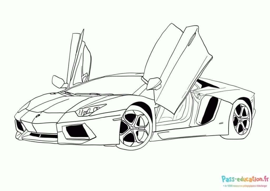 Coloriage Lamborghini avec portes ouvertes à imprimer et colorier